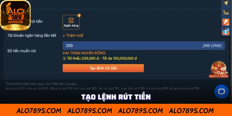 Tạo lệnh rút tiền